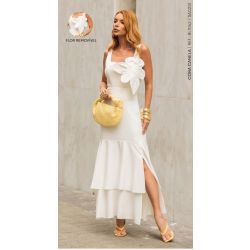 Cora Canela | saia Viscolinho c/ Elastano Off White