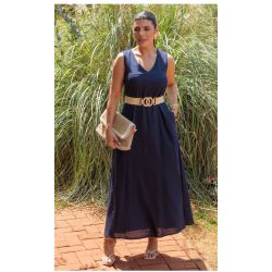 Dumene | Vestido Regatão Linho Marinho