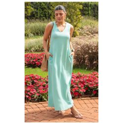 Dumene | Vestido Regatão Linho Verde