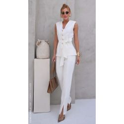Cora Canela | Calça Alfaiataria Pesada Off White