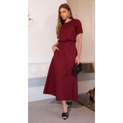 Cora Canela | Blusa Linho c/ Elastano Vinho Manga Longa