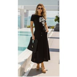 Cora Canela | T-shirt Viscolycra Preto com Renda