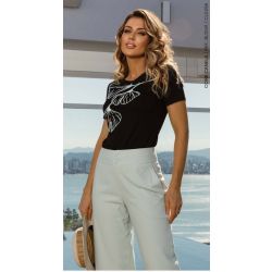 Cora Canela | T-shirt Viscolycra Preto simples