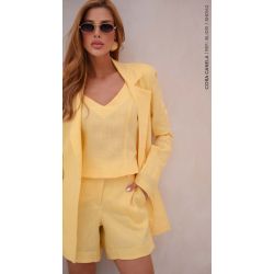 Cora Canela | Short Linho Premium Amarelo