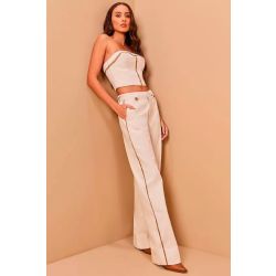 Luleg | Calça sarja com detalhes vivos