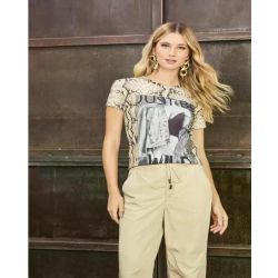 Luleg | T-shirt estampada com aplicacao de cristais