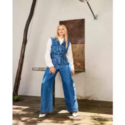 Luleg | Macacao jeans longo com faixa