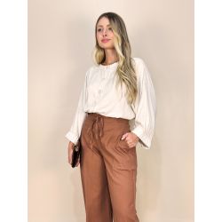 Maria Poá | Camisa Branca Manga Longa Aberta