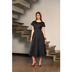 Império By Titanium | Vestido Plano com Recorte Diferenciado Preto 120cm