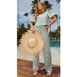 Cora Canela | Calça Slub Verde Menta