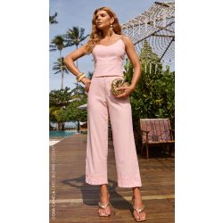 Cora Canela | Calça Linho Rosa