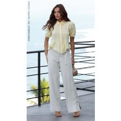 Cora Canela | Calça Slub com Linho Aveia