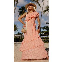 Cora Canela | Vestido Devore Kite Pêssego