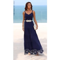 Cora Canela | Vestido Viscolinho Marinho