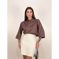 Maria Poá | Camisa Marrom Cinzenta