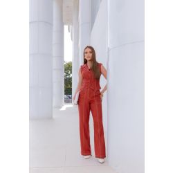 Le Rizz | Conjunto Colete com Calça Reta com detalhe Pesponto Viscolinho