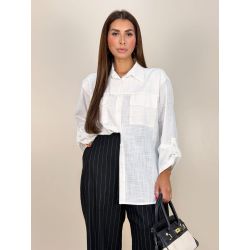 Maria Poá | Camisa Branca com Bolso Frontal