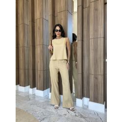 Maria Dubox | Conjunto de calça Oceano Manteiga