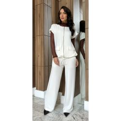 Maria Dubox | Conjunto de calça Margarida off white