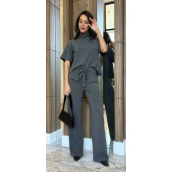 Maria Dubox | Conjunto de calça Carla em moletinho grafite