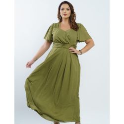 Dona Charme | Vestido longo crepe com pedras Verde