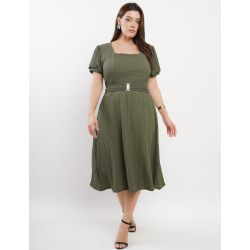 Dona Charme | Vestido Midi malha com cinto