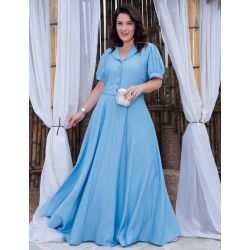 Dona Charme | Vestido longo Viscose Azul