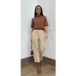 Maria Dubox | Calça de linho Deise bege