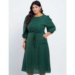 Dona Charme | Vestido Midi Linho Verde