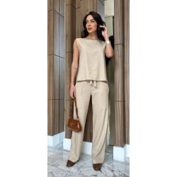 Maria Dubox | Conjunto de calça Zilda bege