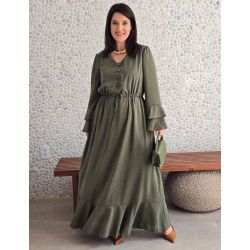 Dona Charme | Vestido Longo Crepe Verde