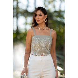 Flor da Moda | Cropped bordado
