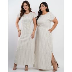 Dona Charme | Vestido Longo Linho Branco