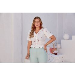 Savannah | Blusa Cherry Off com bordado de Cereja