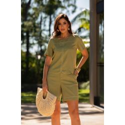Flor da Moda | Shorts Pesponto no Linho Verde Oliva