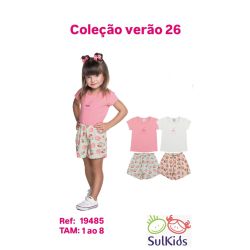 Sul Kids | Conjunto Feminino Have Fun com Shorts de Tactel