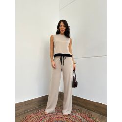 Maria Dubox |Conjunto de calça Lana bege 