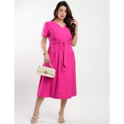 Dona Charme | Vestido Midi com Pesponto