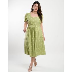 Dona Charme | Vestido Midi Viscolinho Verde