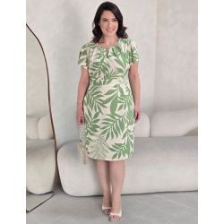 Dona Charme | Vestido Midi Linho Verde curto
