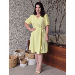 Dona Charme | Vestido Alfaiataria c/ Pesponto Amarelo