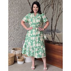 dona Charme | Vestido Midi Crepe Verde