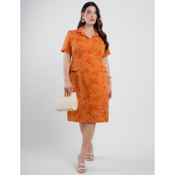 Dona Charme | Vestido Curto Alfaiataria Laranja