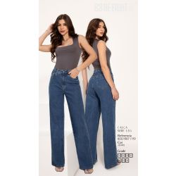 BE EIGHT | Calça Wide Leg Jeans Azul escuro