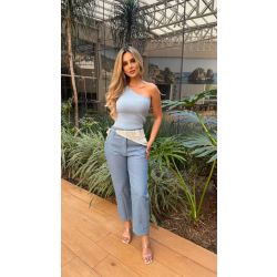 Pura Essência | Calça Jeans que Acompanha Bandana em Tricô