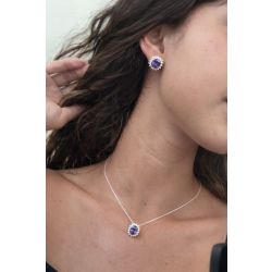 Jaqueline Bueno | Conjunto Colar e Brinco em Prata Roxo