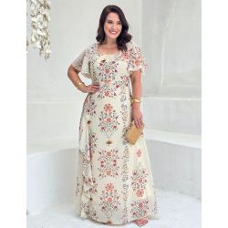 Dona Charme | Vestido Longo Chifon Floral