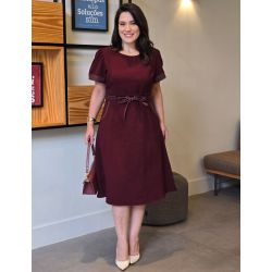 Dona Charme | Vestido Midi Alfaiataria Vinho