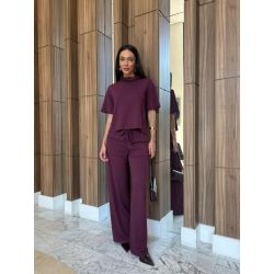 Maria Dubox | Conjunto de calça Carla vinho