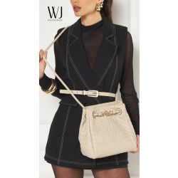 WJ ACESSÓRIOS - Bolsa saco grande tresse com alca rolete trançada
